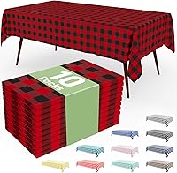 Vista 30 de Smiry Paquete de 10 Manteles Desechables de Cuadros Vichy Azules - 54" x 108" Mantel de Plástico de Servicio Pesado, Cubiertas de Mesa Impermeables