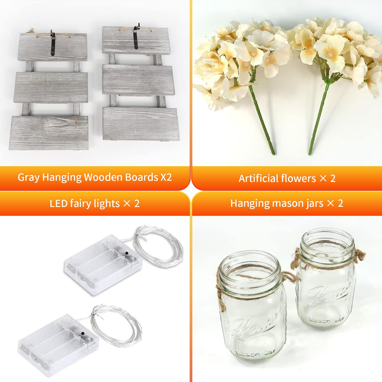 Lot De 2 Appliques Murales Mason Jar, Décoration Pots Mason