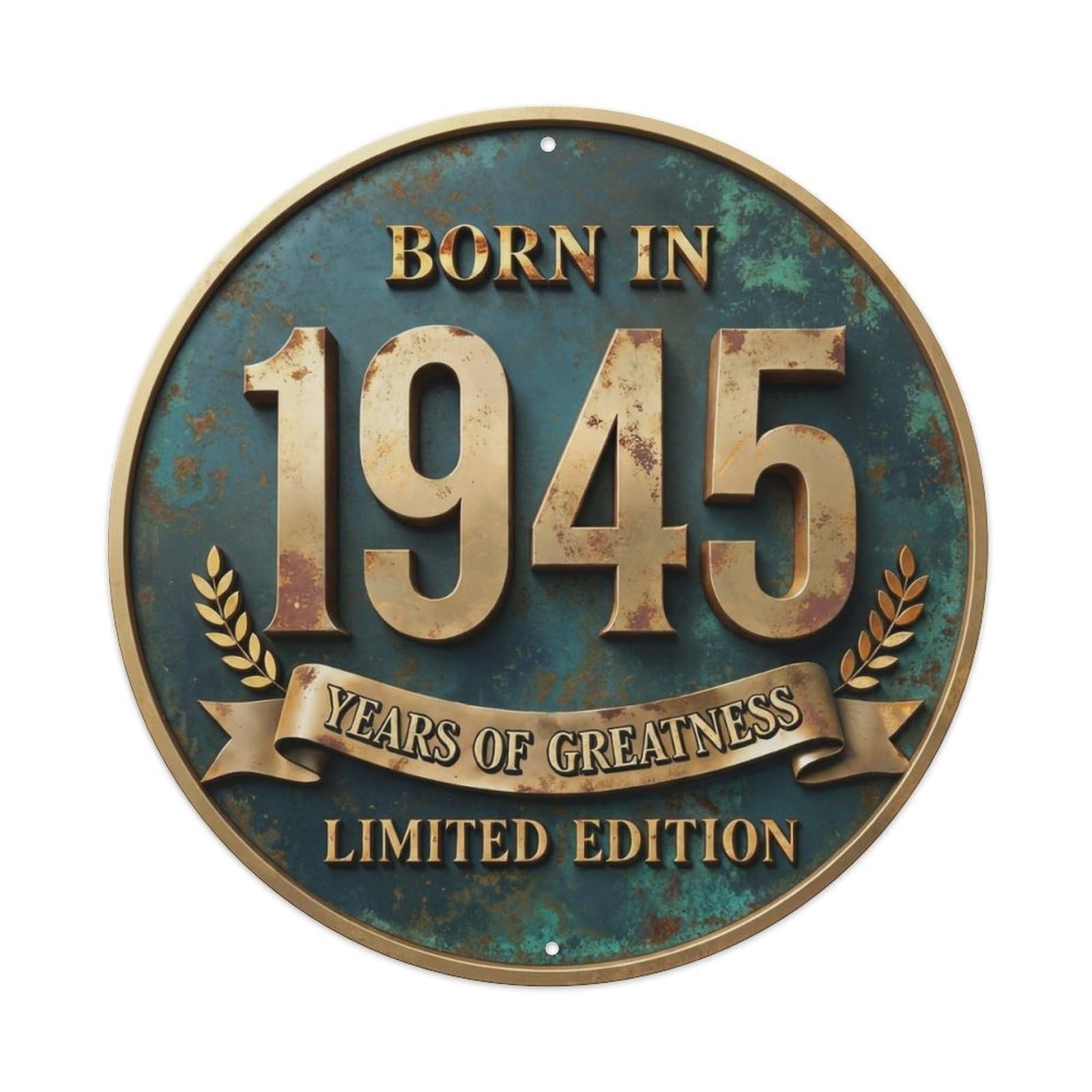 Okahys 8X8inch(20X20cm) Born In 1945 Years Of Greatness Year-Themed Birthday Gift Metal Tin Sign