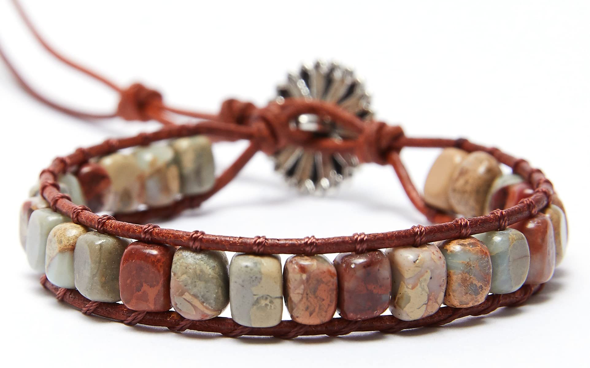 7 Chakra Bracelet Bohemian Handmade Leather Wrap Healing Protection Natural Stone Yoga Beaded Bracelets Boho Friendship Jewelry