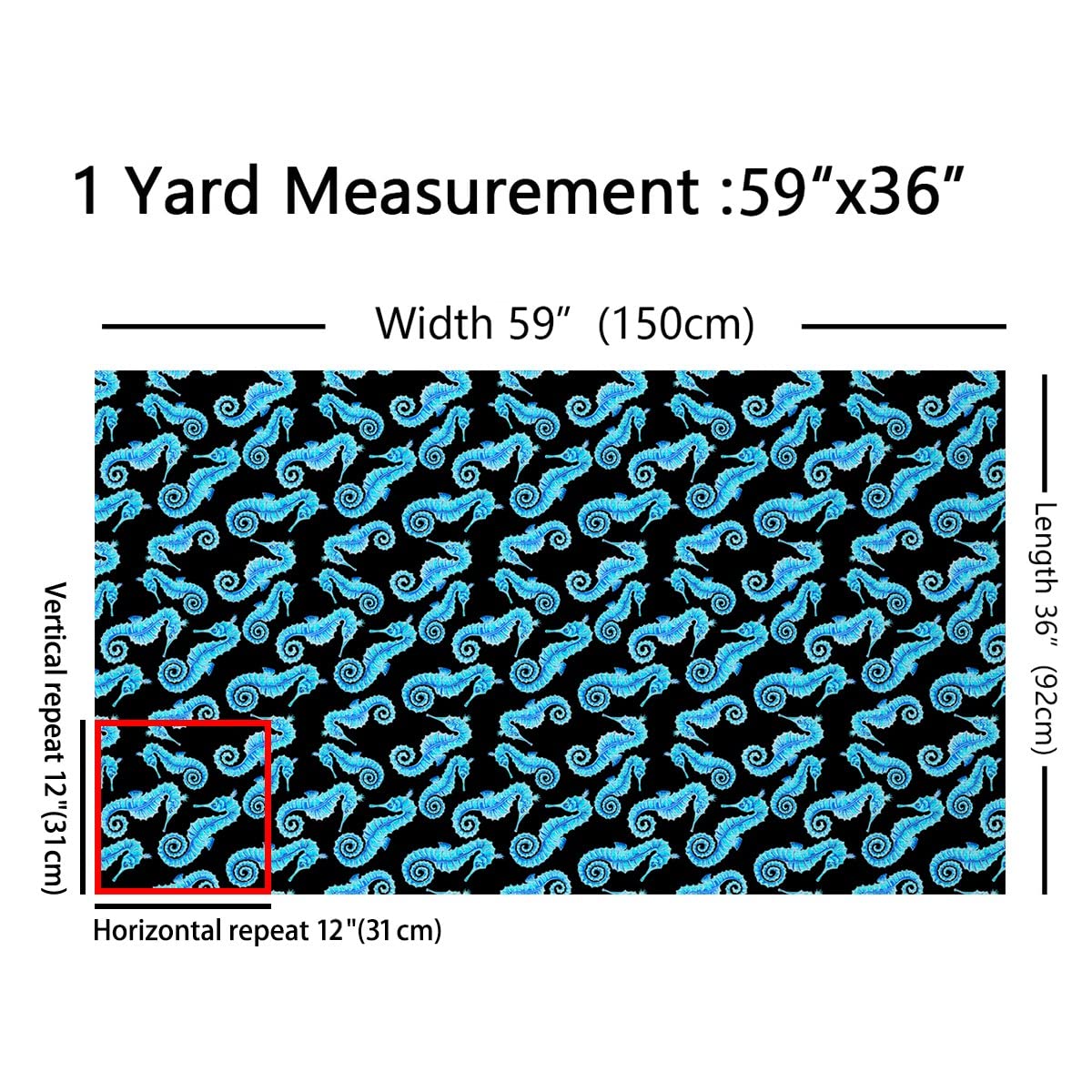 The Yard - Tessuto decorativo ad acquerello selvaggio Sealife, per bambini, adolescenti, adulti, con stampa di creature oceaniche, per fai da te, per esterni, interni, hobby, 3 m