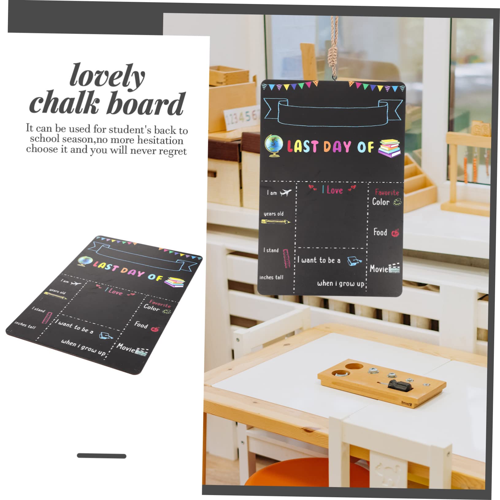 VILLCASE 5 Pz lavagna scolastica scuola media scrittoio lavagna riutilizzabile espositore con lavagna magnetica adornare registrazione consiglio scolastico lavagna in legno di gesso Black