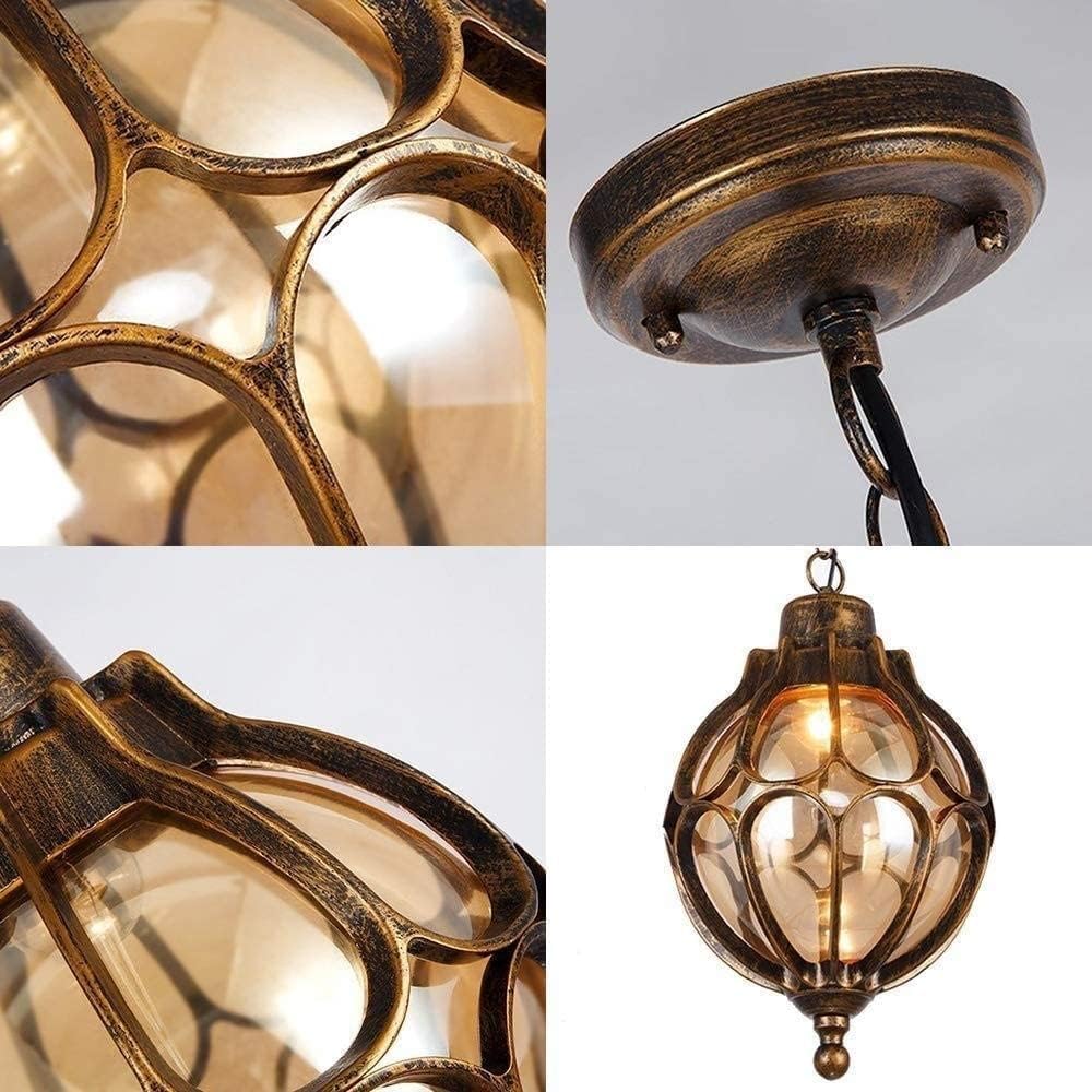 Lampada a Sospensione per Esterni, Globo di Vetro, Sfera Vintage Mediterranea, lampadario Impermeabile in Alluminio E27, Illuminazione da soffitto per Esterni Resistente alla piogg