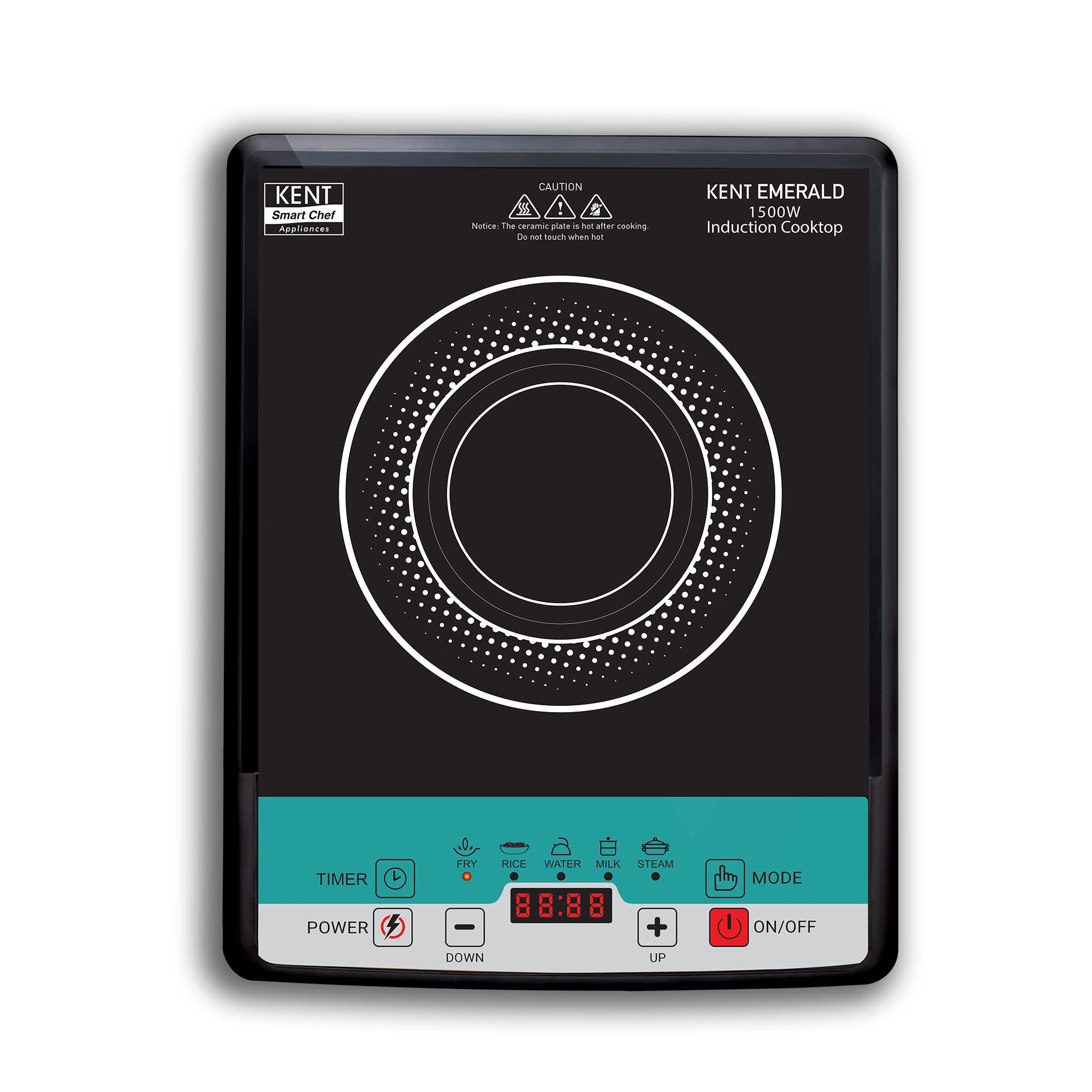 KENT Emerald Induction Cooktop 1500W | Faster Cooking with 5 Preset Options | Full Microcrystalline Glass | Adjustable Temperature Function | Overheat Protection | Safe Cooking and Easy Cleaning