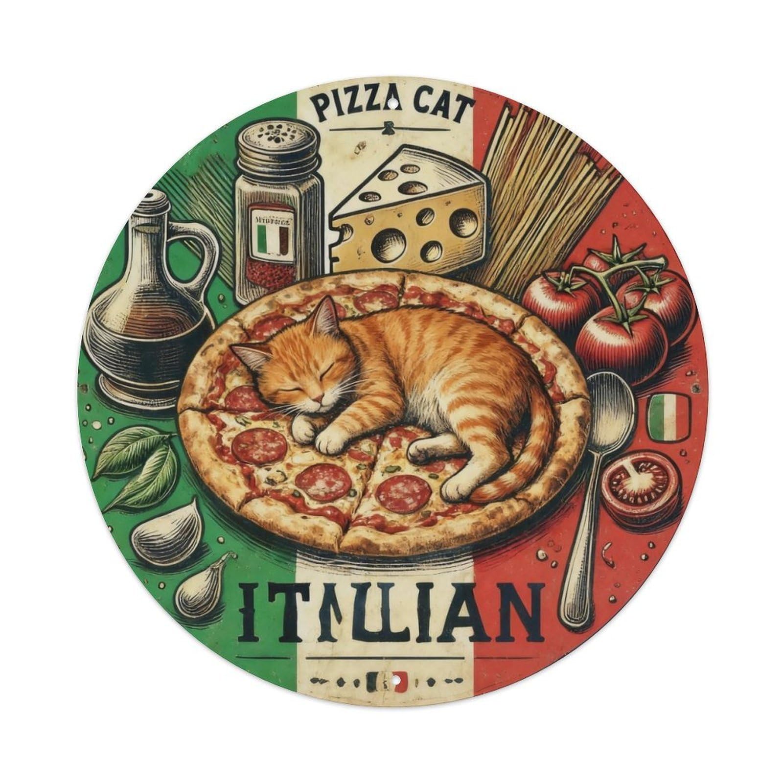 Pizza Cat Vintage Tin Sign Metal Tin Sign Plaque