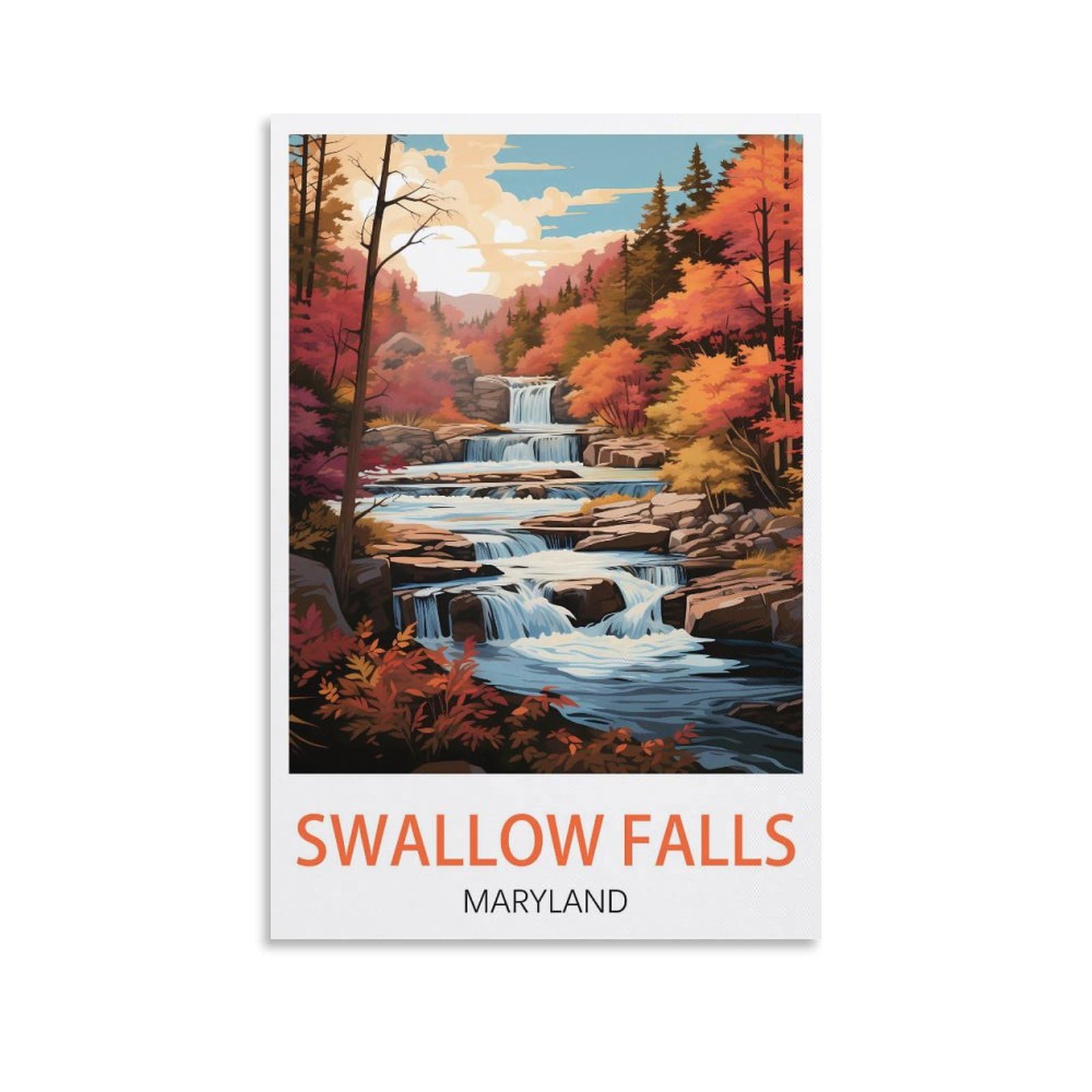 EZMLFA Diamond Painting Kits for Adults,Swallow Falls Marylands 5D Diamond Painting Kit for Adults Beginners, DIY Full Round Drill Gem Art Kits for Home 40x40cm