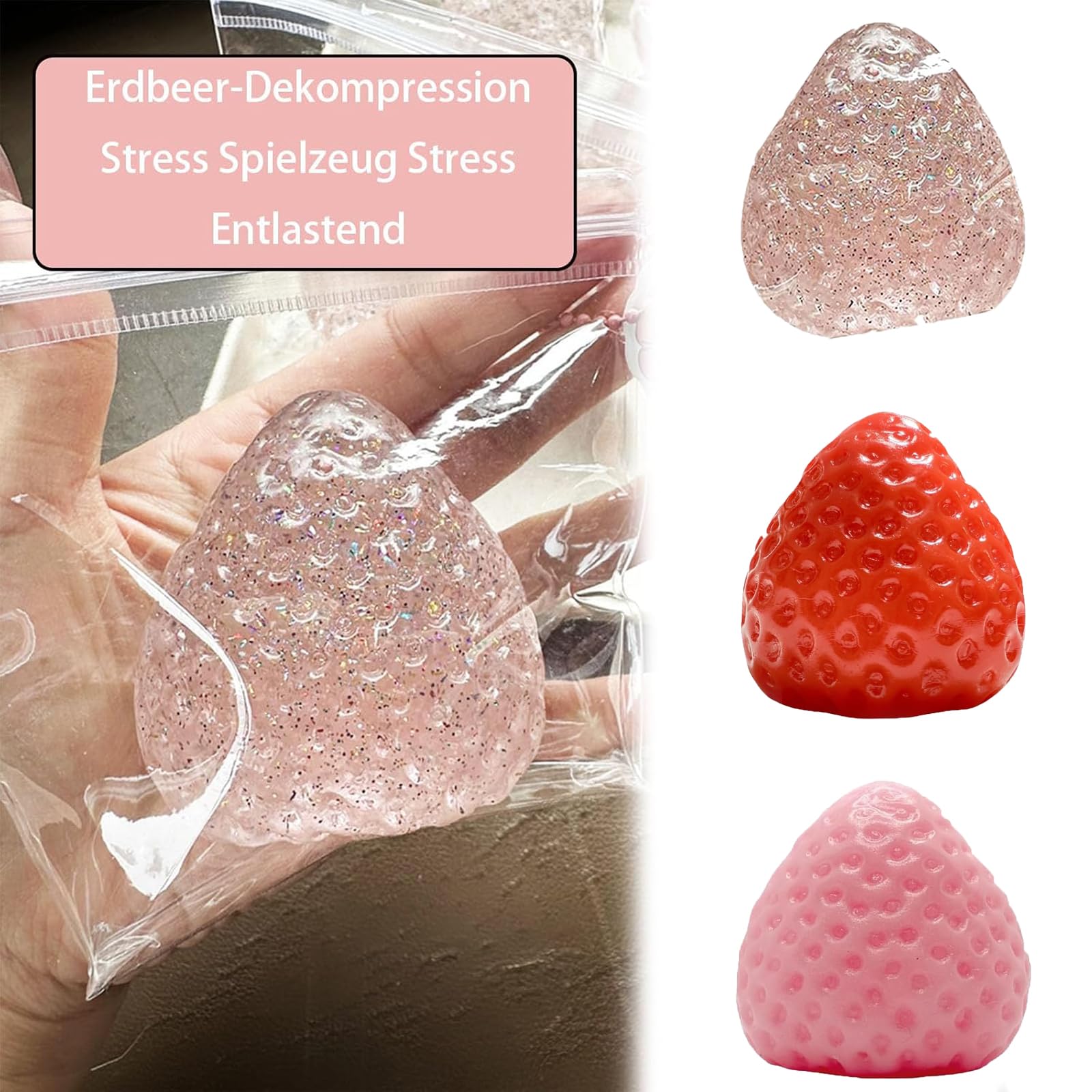 Taba Squishy Fresa XXL – Juguete Anti-estrés Kawaii De TPR, Suave Y Elástico, Ideal Para Niños Y Adultos – Alivia La Ansiedad Y Mejora La Coordinación