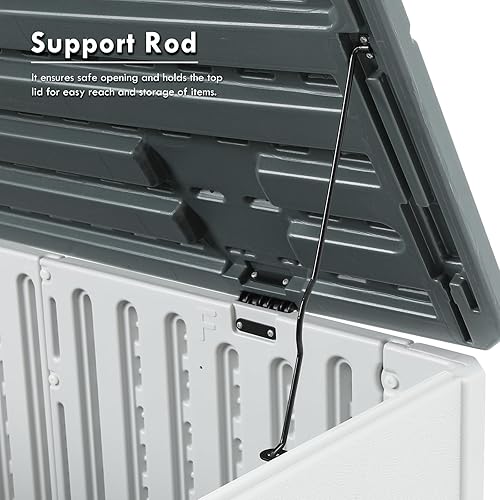Miniatura 7 de Cobertizo de almacenamiento para exteriores de 35 pies cúbicos, caja de almacenamiento grande de resina, gabinete impermeable y con cerradura para