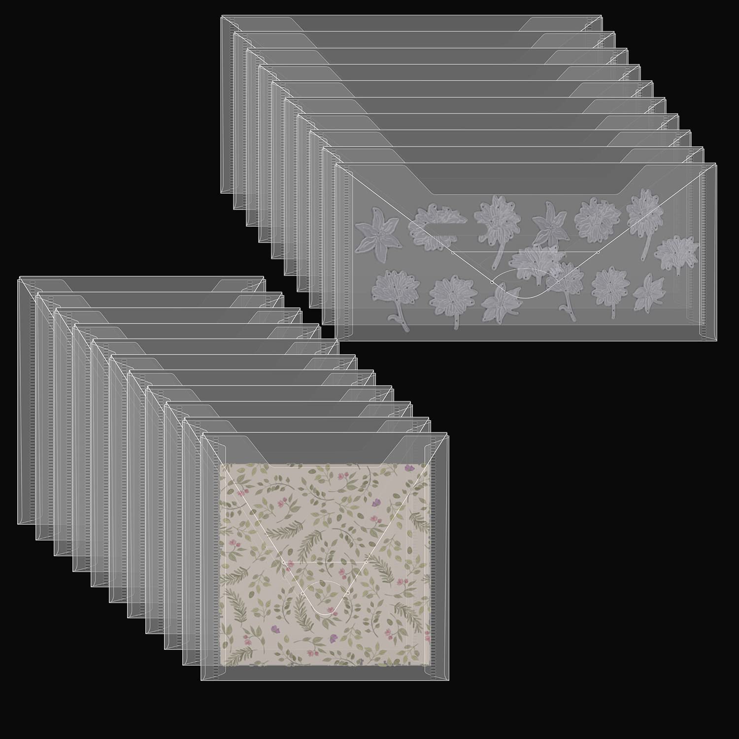 20 Pieces Clear Die &amp; Stamp Plastic Storage Bag, Resealable Large Envelope Pocket for DIY Scrapbooking Paper Card Craft Making and Cutting Dies Stencil (4.75"x4.75";4.5"x9.5")
