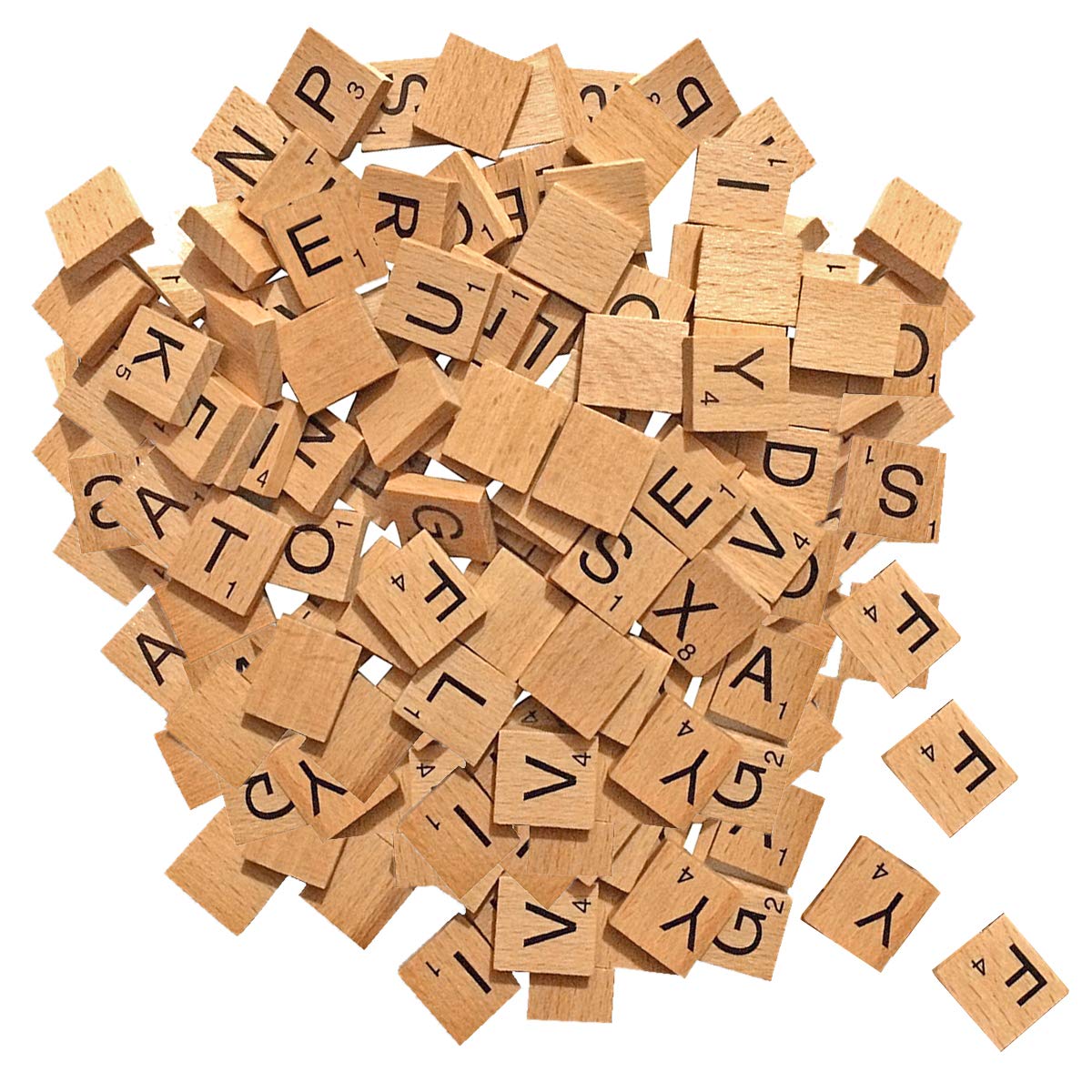 WedDecor 200Pcs Wooden Alphabet Letter Tiles for Crafts, Complete A-Z Alphabet and Number Printed Tiles for Art & Crafts, Frames, Scrapbook, DIY Project, Spelling, Home Decor