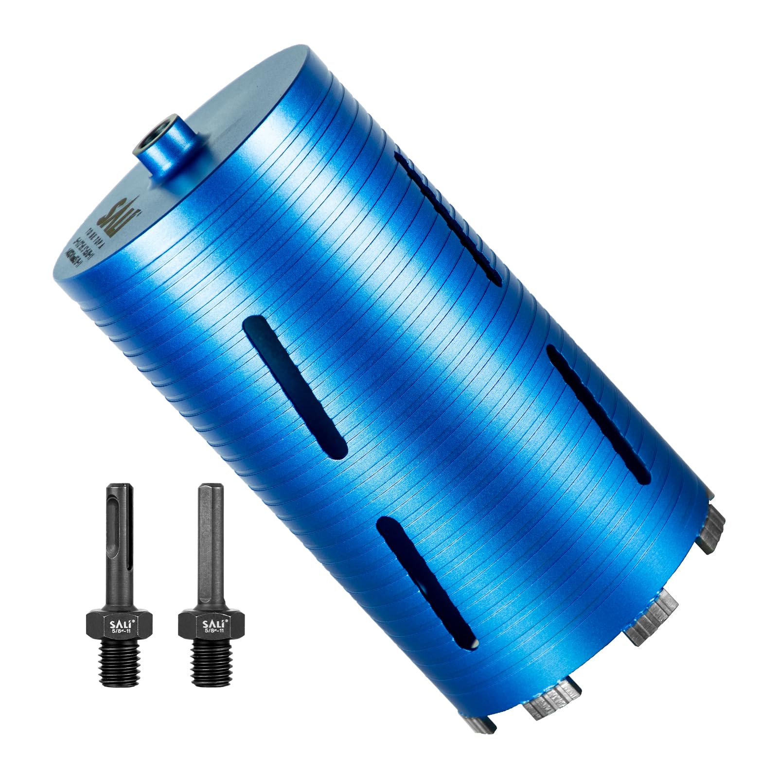 SALI Diamond Core Drill Bits 5 1/2" Diameter 10"/254mm Drilling Depth 5/8-11" Thread Core Bit Turbo Laser-Welded Segments for Cured Concrete with, Brick, Block, Masonry, with Two Adapters