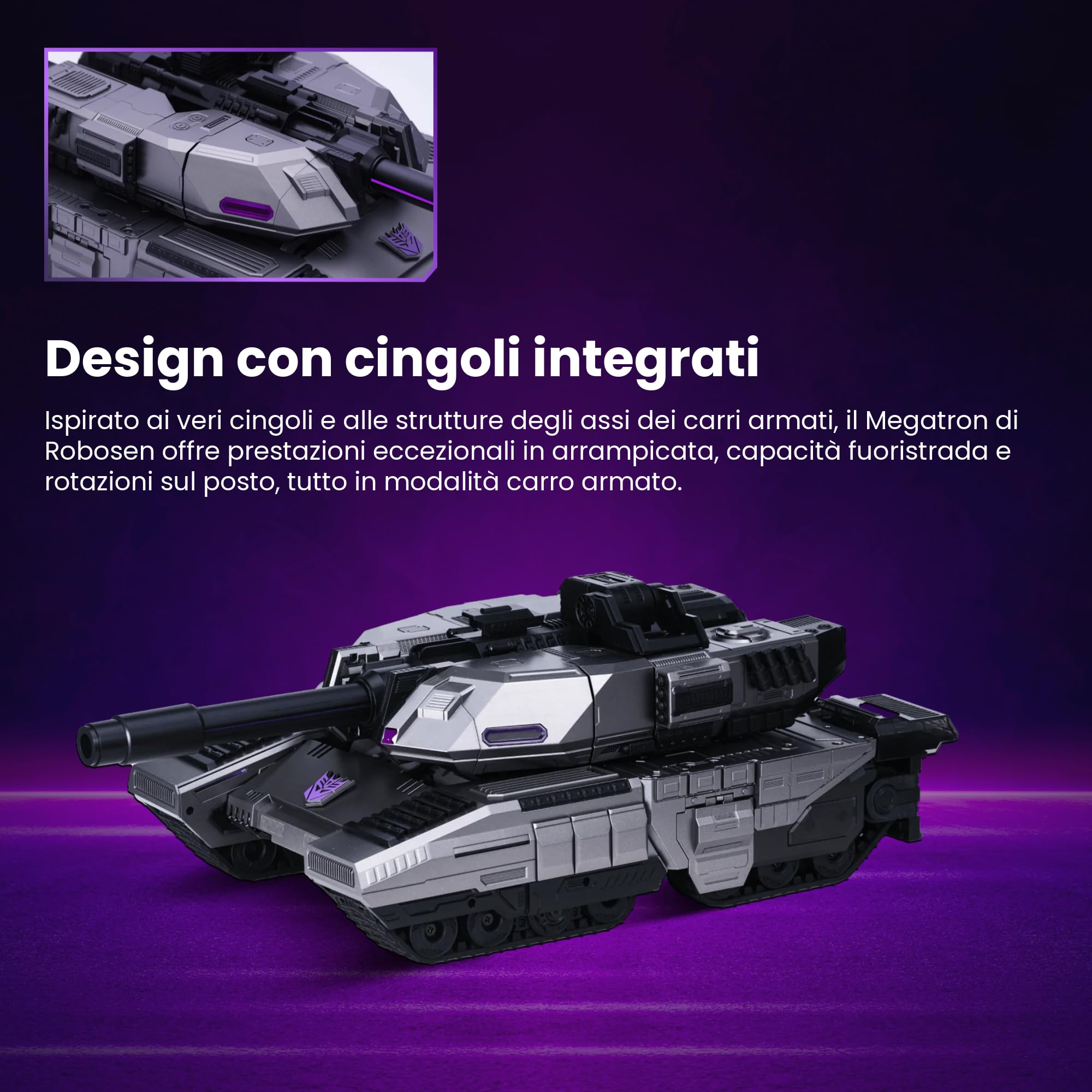 Robosen Flagship Megatron Robot Auto-Trasformabile | Controllo Vocale e App | Modalità Robot e Carro Armato | 36 Servomotori, 118 Microchip, 112 LED | Collector Premium