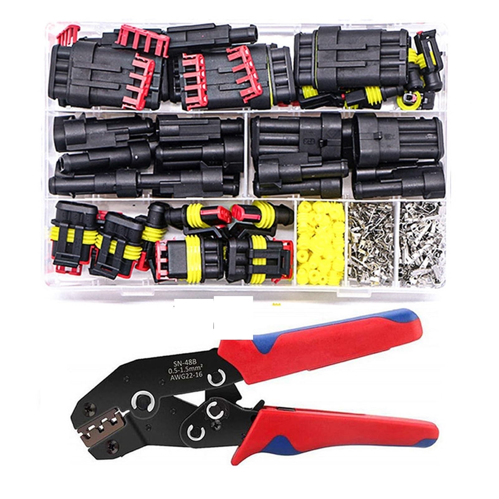 352Pcs Versteckt Wasserdichte Steckverbinder 1/2/3/4 Pin 26sets Auto-elektrischen Draht Anschlussstecker LKW Harness 300V 12A (Color : 325PCs pliers)