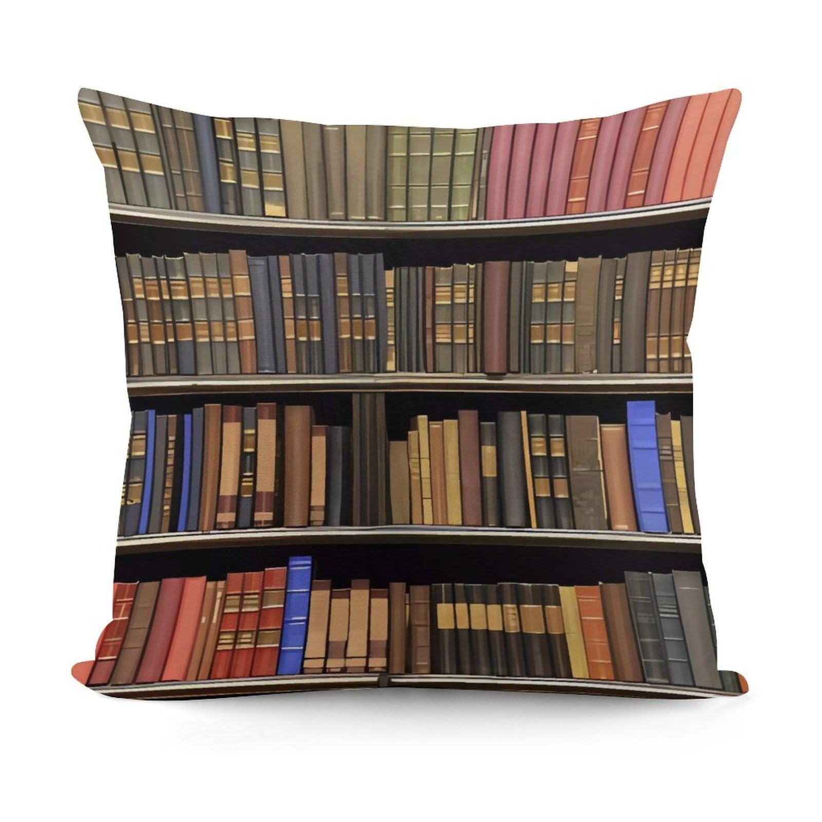 FekiLoot Library Bookshelf Plush Cushion Covers, Double-Sided Throw Pillow Covers with Invisible Zipper, Comfortable Soft Square Cushion Cases for Sofa Bedroom Living Room 18x18 Inch (45x45cm)