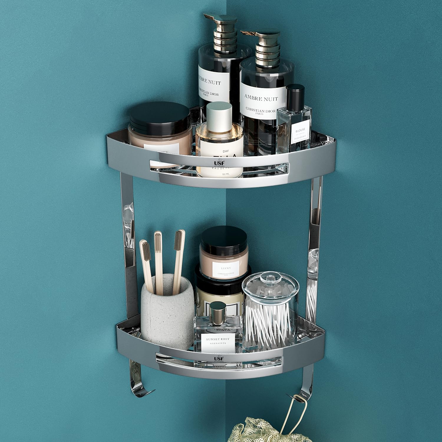 Premium Stainless Steel Bathroom Corner Shelf, Wall Shelf, Organiser Rack, Caddy Basket (Chrome Plating)