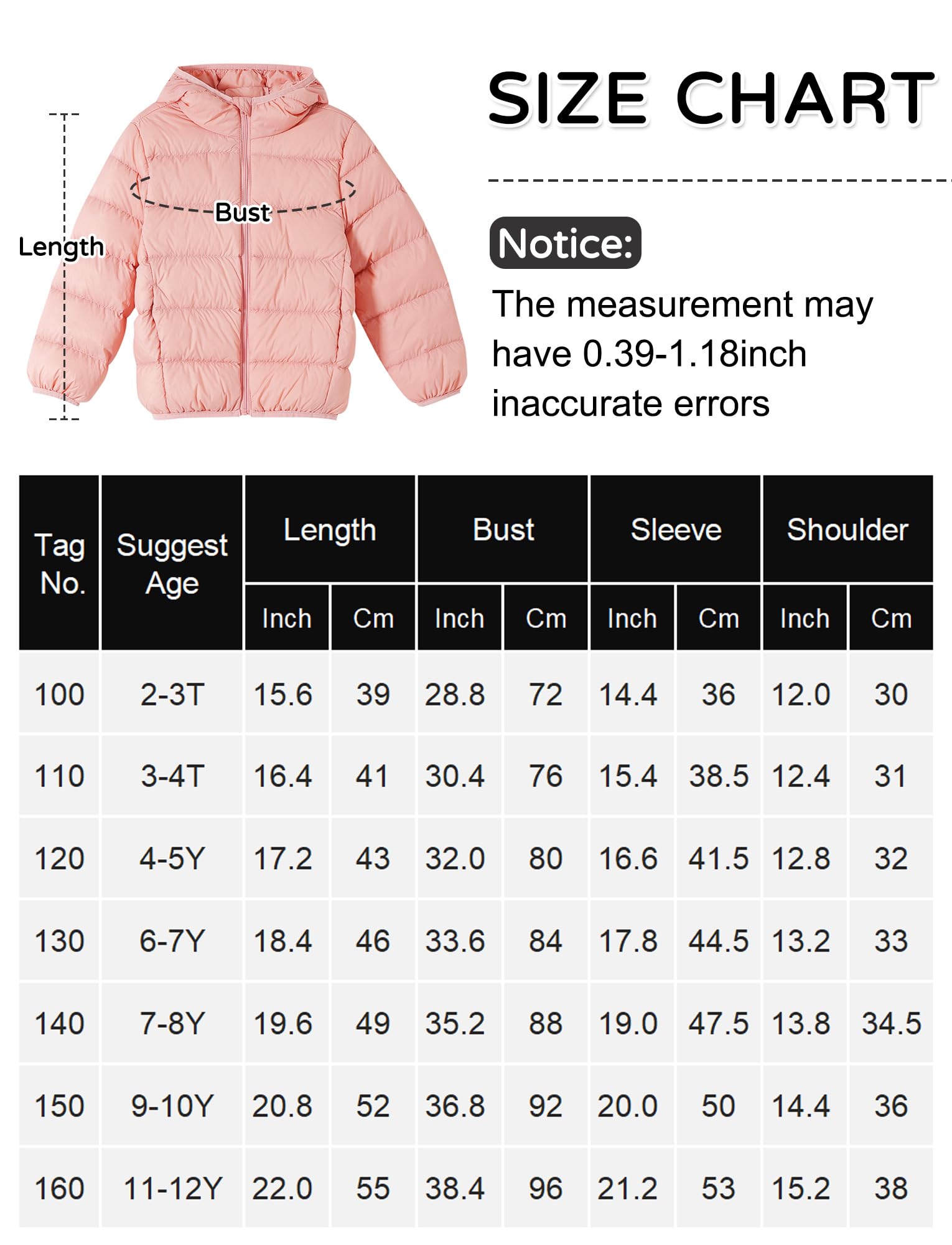 Giacca trapuntata leggera calda per bambini e bambine, con cappuccio, ultraleggera, antivento, per autunno e inverno, per 2-12 anni