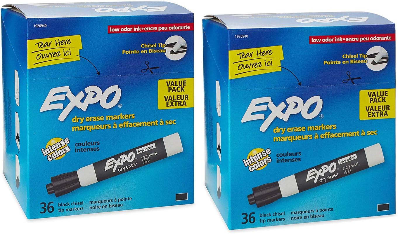 1920940 Low Odor Dry Erase Markers, Chisel Tip, 72 Count, Black