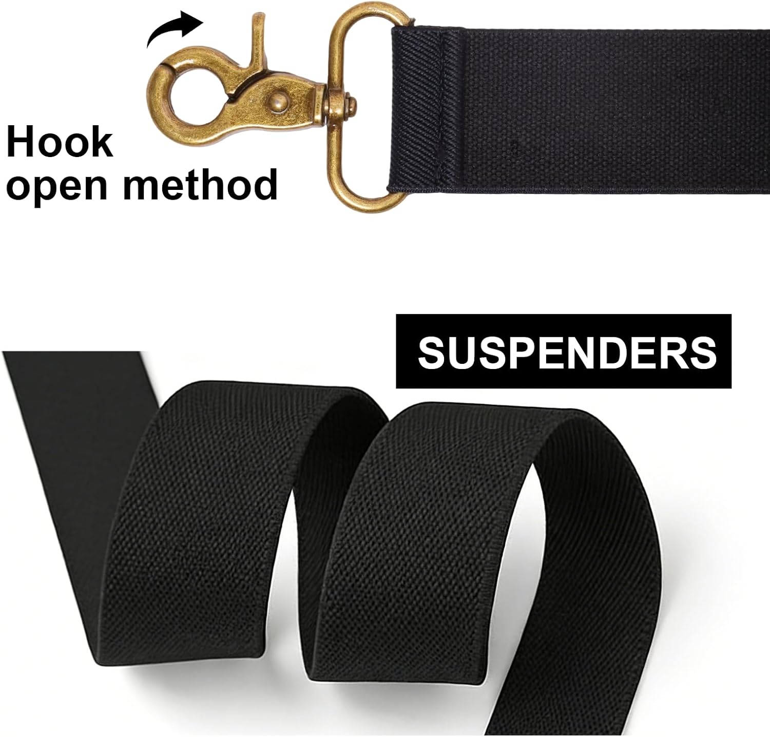 Sturdy Suspenders for Men Heavy Duty Vintage Black 4 Belt Clips Adjustable X-Back Mens Suspenders