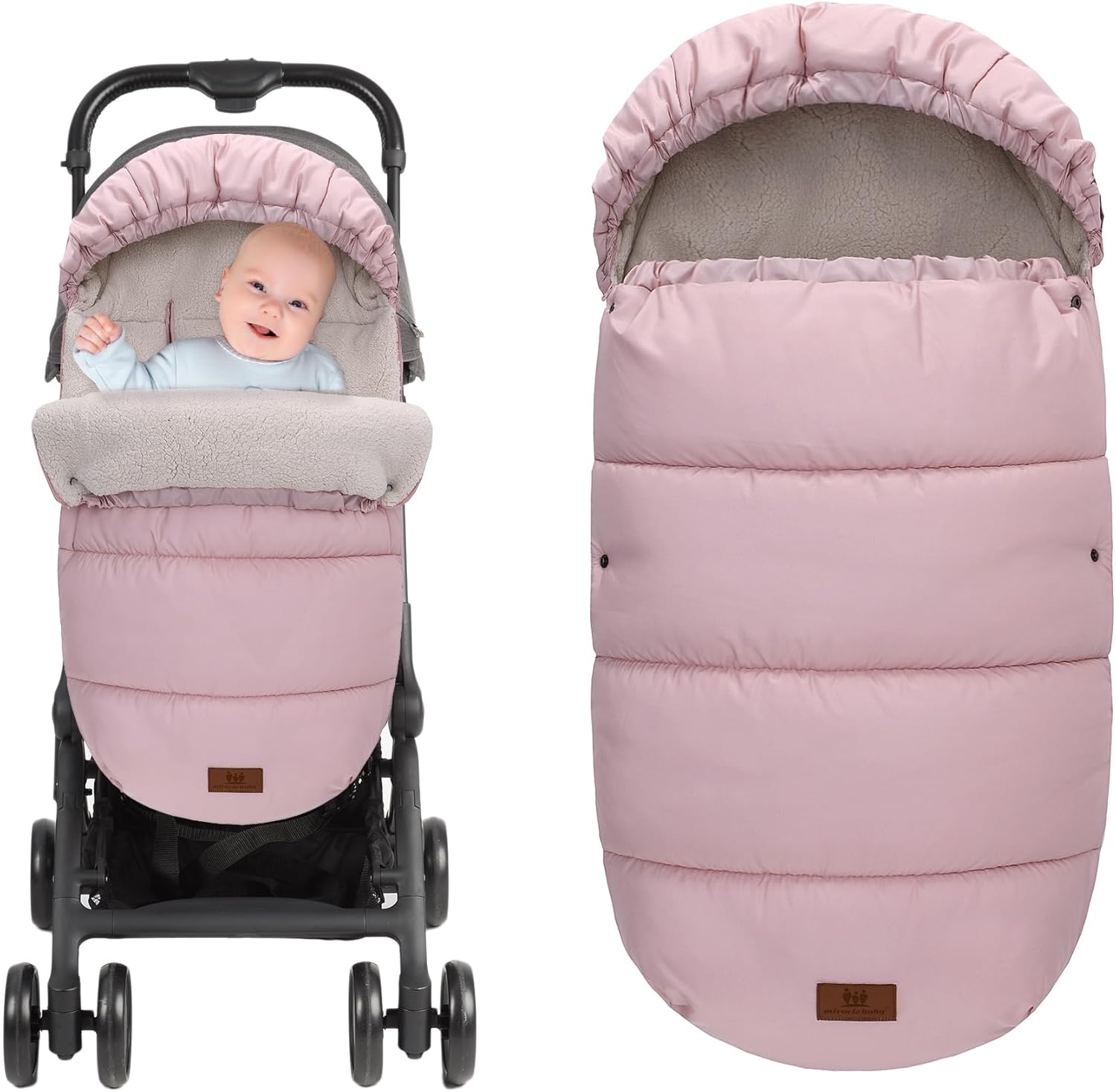 Miracle Baby Bunting Bag, Warm Infant Car Seat Cover Blanket with Zipper & Hood, Fleece Footmuff Sleeping Bag for Stroller, Boys Girls 0-48 Months Miracle Baby Bunting Bag, Warm Infant Car Seat Cover Blanket with Zipper & Hood, Fleece Footmuff Sleeping Bag for Stroller, Boys Girls 0-48 Months