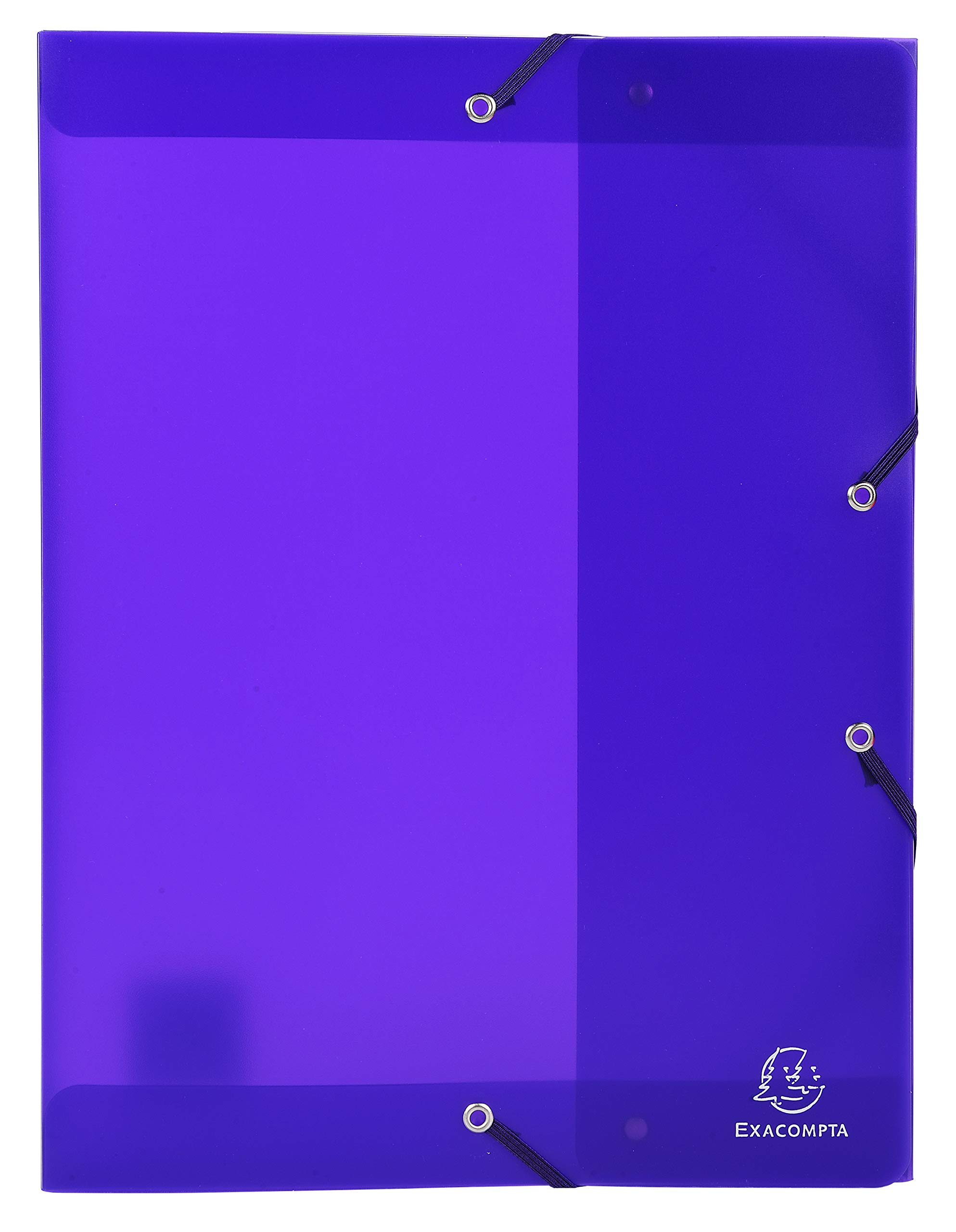 Exacompta - Ref 59876E - Chromaline Translucent Elasticated Filing Box - Suitable for A4 Documents, 25mm Spine, Elasticated Strap Closure - Purple (Pack of 4)
