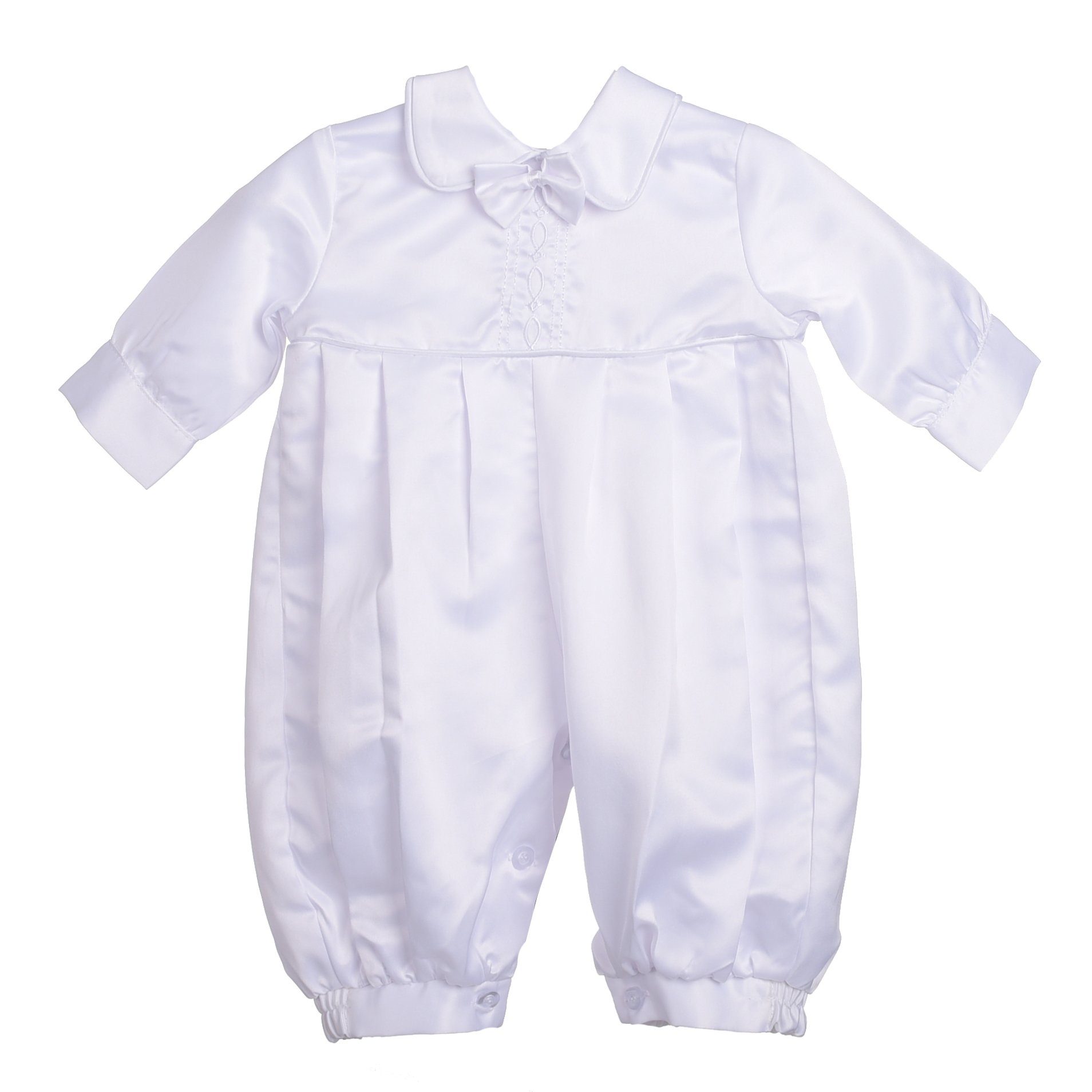Image secondaire de Barboteuse Satinée pour Baptême Bébé Fille Garçon avec Gilet et Bonnet - Blanc 12-18 Mois