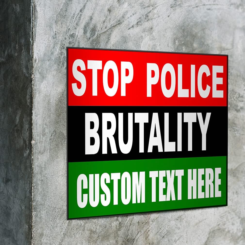 Custom Decal Stickers Multiple Sizes Stop Police Brutality Flag Industrial Vinyl Safety Sign Label Peace Designs Personalized Text Here 24x18Inches