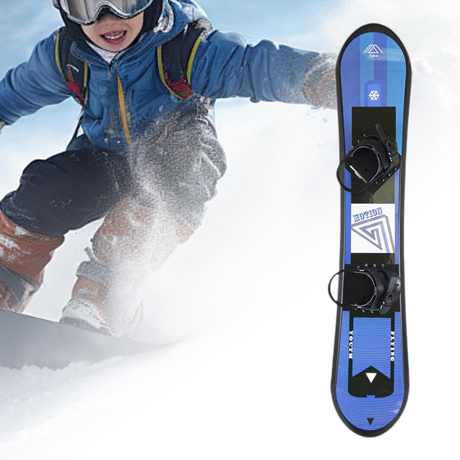Fenteer Niños Snowboard Ski Board Snow en Trineo con Carpetas para Accesorios Deportivos de Invierno, Azul