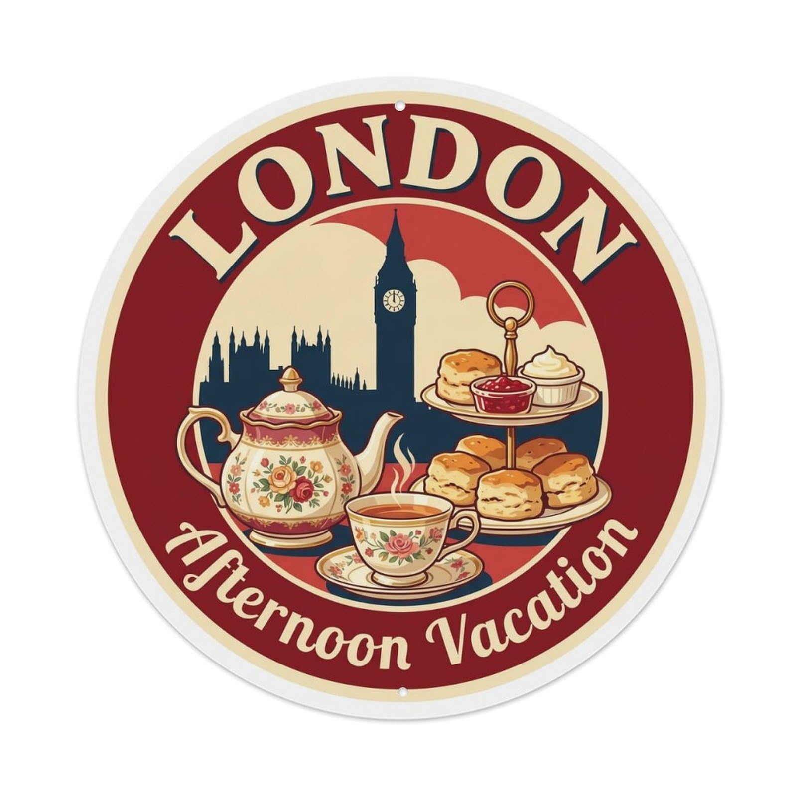 Fqcyn Style Vintage Travel England Afternoon Vacation Metal Tin Sign