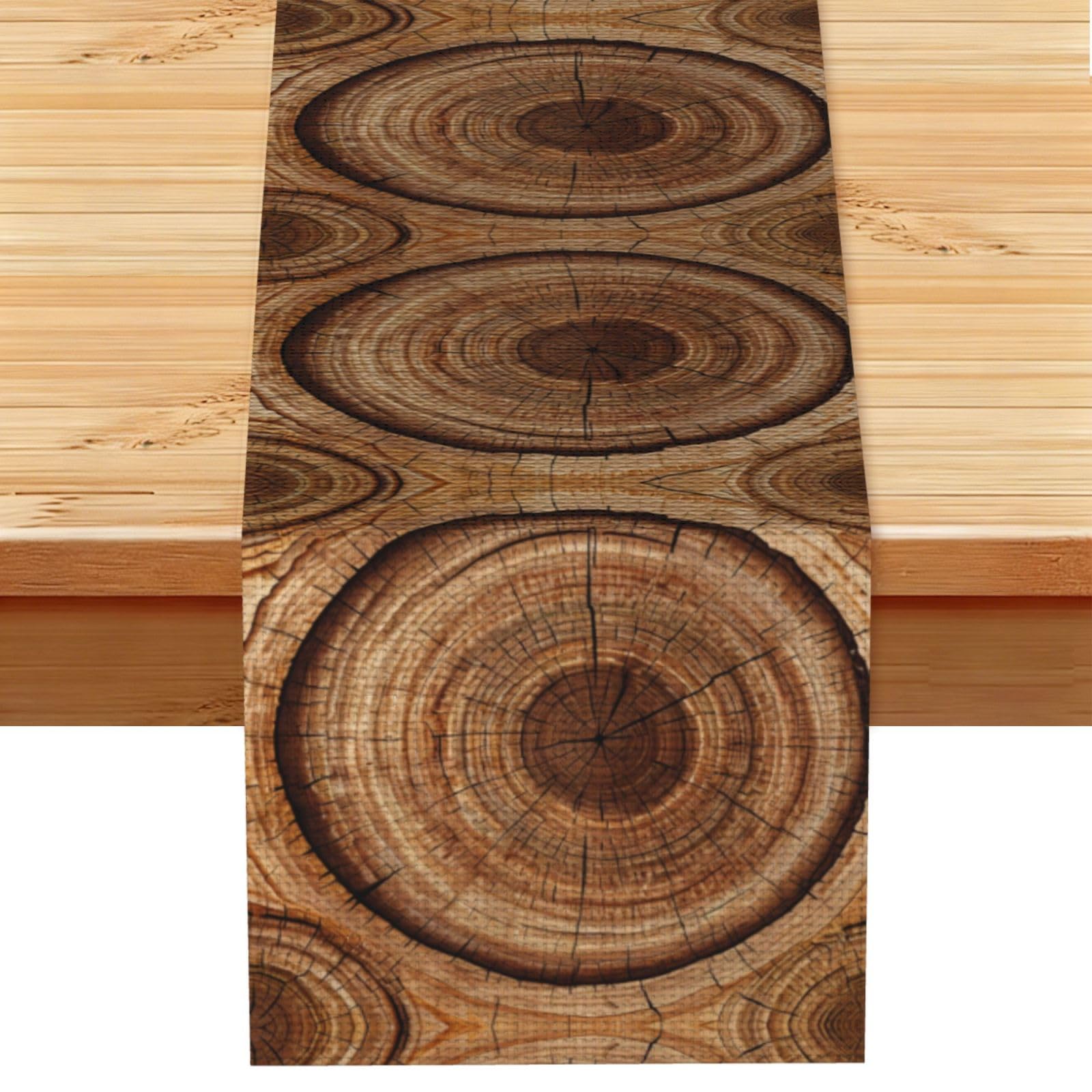 Oak tree rings Linen Feel Table Runner Wedding Party Home Decoration