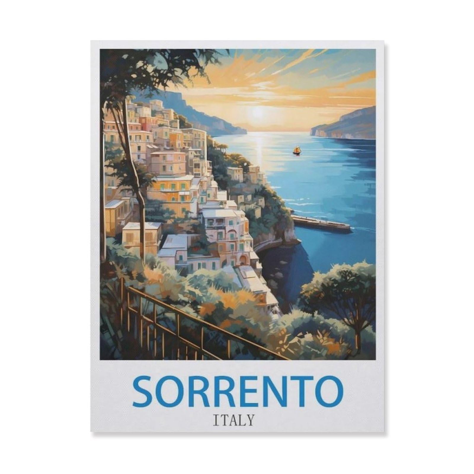 Sorrento Italy，Vintage Metal Tin Sign Retro Wall Art Decor House Plaque Poster for Home Bar Pub Garden Kitchen Coffee Garage Decoration(15x30cm）6x12 inch-EG99