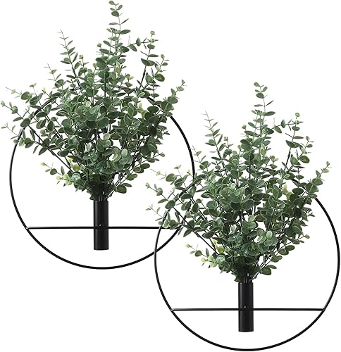 Pretty Jolly Decoración de pared, soporte de decoración de jarrón de metal para pared, flores artificiales montadas en la pared, decoración de pared