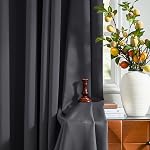 JINCHAN Blackout Curtains 63 Inches Long for Bedroom Living Room, Thermal Insulated Room Darkening Grommet Drapes (W42 x L63 Inch, Dark Grey, 2 Panels)
