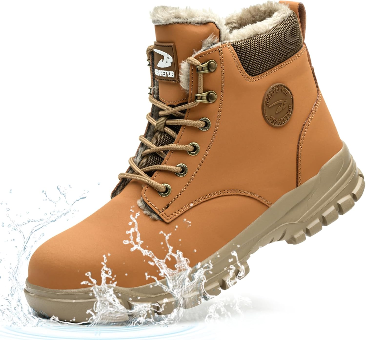 Veiligheidslaarzen Heren Dames Waterdicht Veiligheidsschoenen Warm Gevoe Werkschoenen Werklaarzen met Stalen Neus Antislip, Zwart, 37 EU