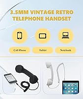 Vista 4 de Jiawu Auricular de teléfono retro vintage, receptor de teléfono celular, micrófono con altavoz para teléfono celular, teléfono inteligente