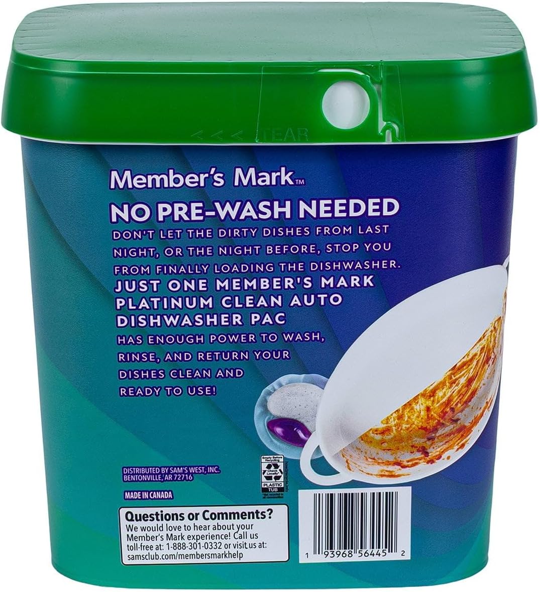Member's Mark Platinum Clean Automatic Dishwasher Pacs, Fresh Clean, 110 Count