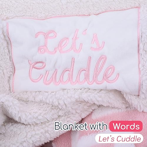 Miniatura 2 de Ailemei - Manta de vellón Sherpa para sofá con parche con palabras creativas bordadas, tamaño individual, reversible, mullida, suave y esponjosa,