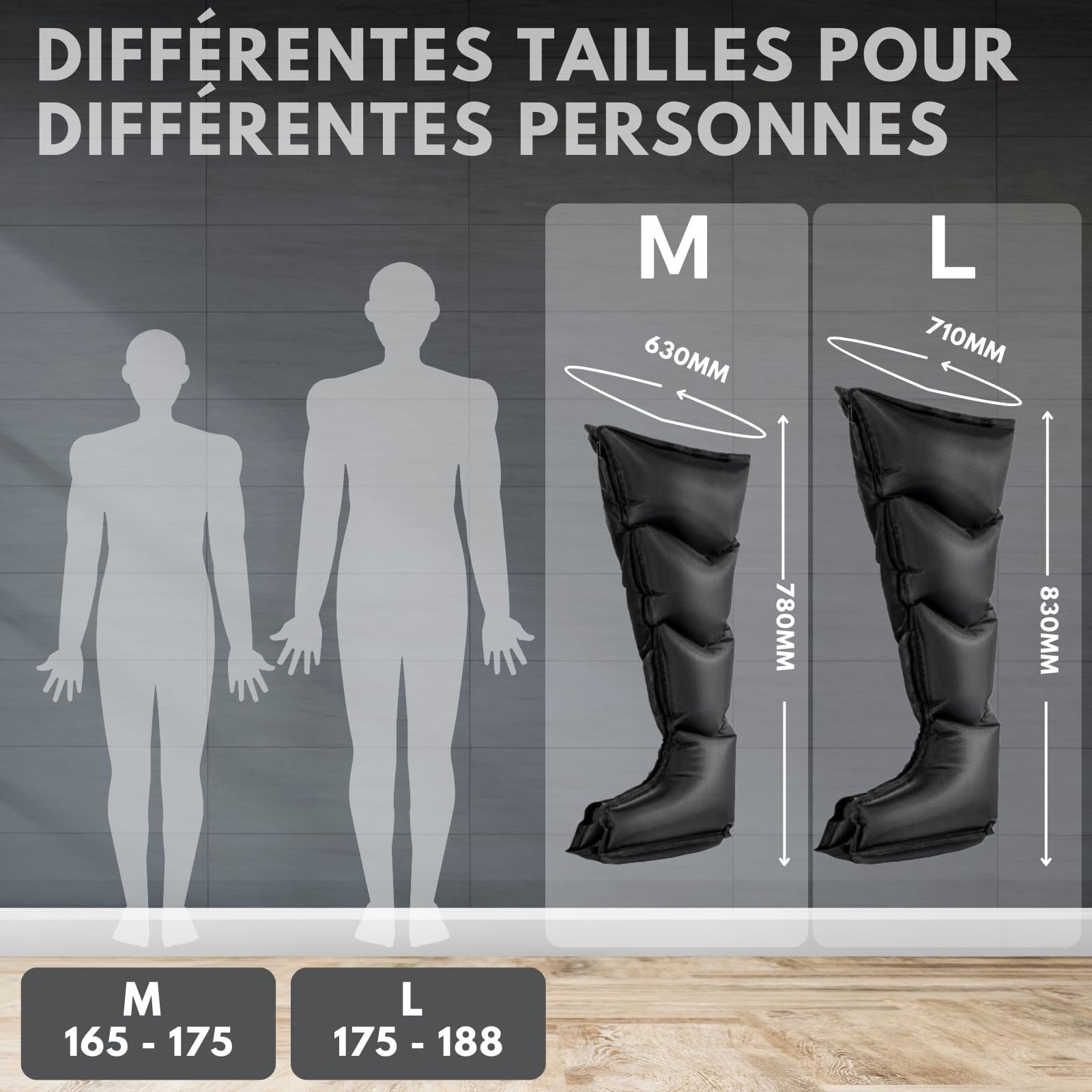 Bottes de Pressothérapie sans Fil, Masseur de Jambes pour Drainage Lymphatique, Soulagement de la Douleur, Amélioration de la Circulation Sanguine, Batterie 4 Heures (L)