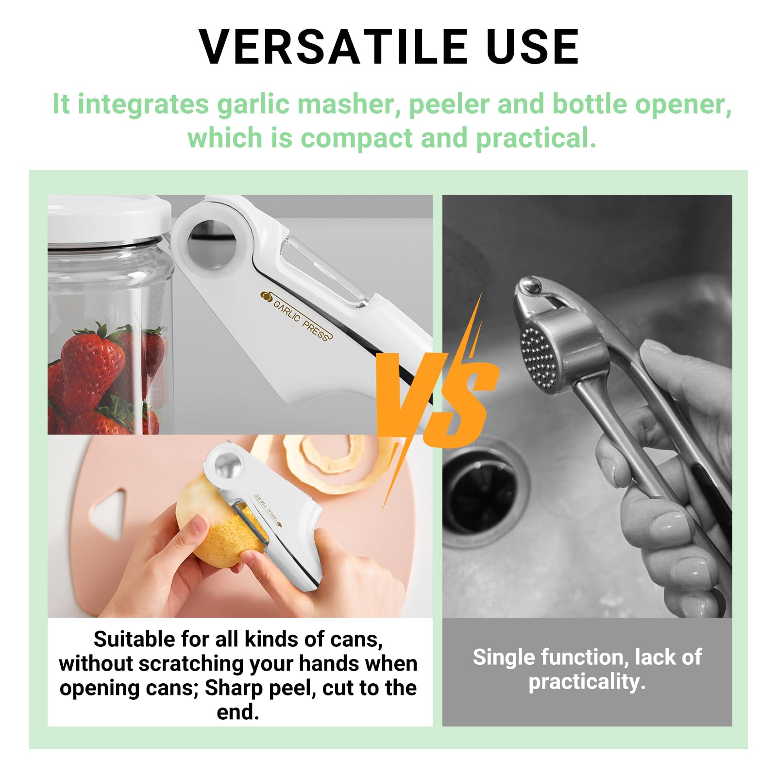 AIDOWU Schiaccia Aglio Multifunzionale Da Cucina,4-in-1