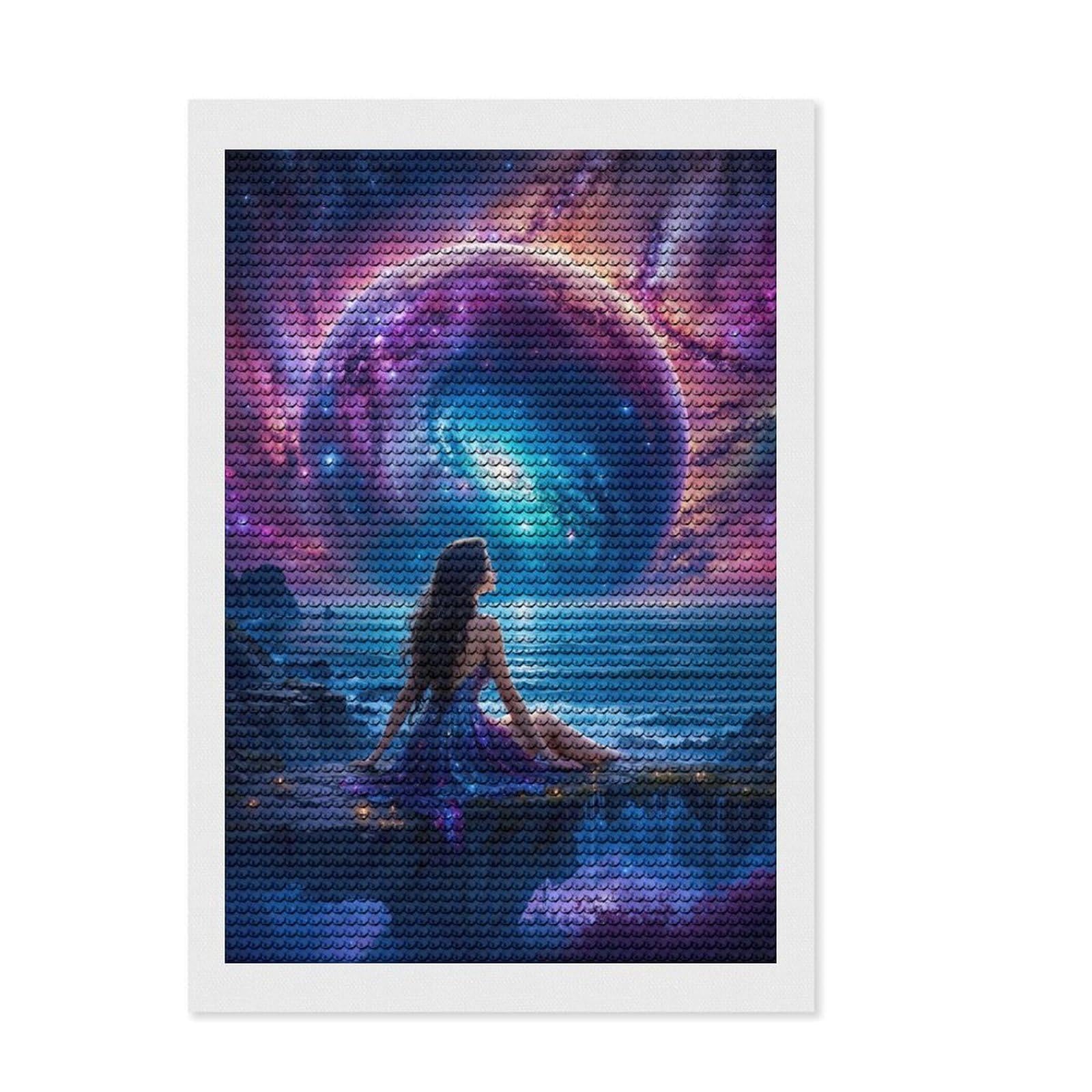 Junmoney Galaxy Lady Diamond Art Canvas 8"x12", for Teens, Enjoyable At-Home Hobby, Office Decor, Gift Idea, Pleasing Wall Art Project
