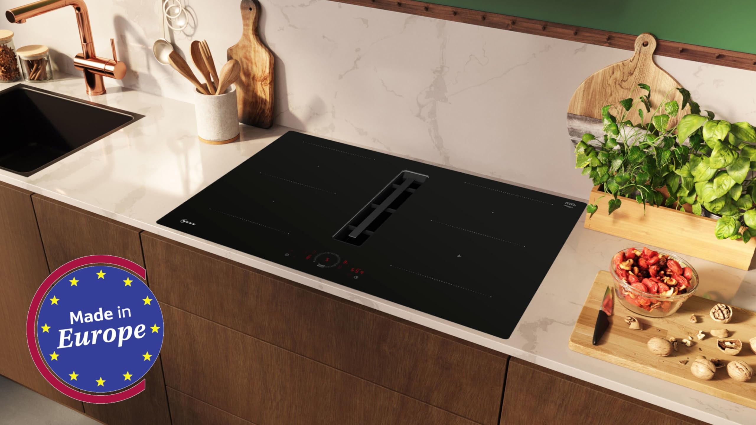 NEFF V58NHQ4L0 N 70 Induktionskochfeld mit integriertem Dunstabzug 80 cm Rahmenlos aufliegend