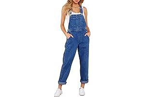 Women's Casual Distressed Denim Dungarees