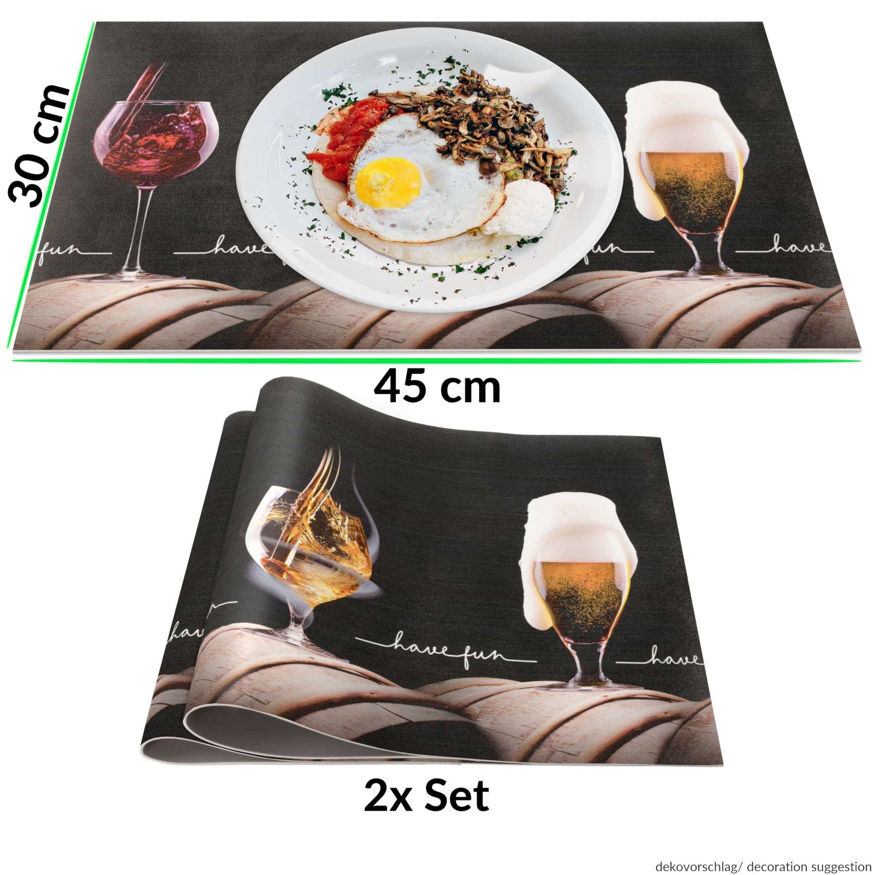 Aperitivo Alko Lot De 2 Sets De Table Lavables En PVC Antidérapants Résistants à La Chaleur Pour L'intérieur Et L'extérieur 30 X 45 Cm