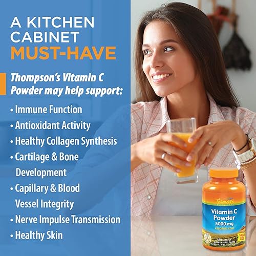 Miniatura 3 de Thompson Vitamina C en polvo 5000 mg y paquete Zand Immune Fast Zesty Orange  Apoyo saludable del sistema inmunológico  12 onzas, 36 masticables