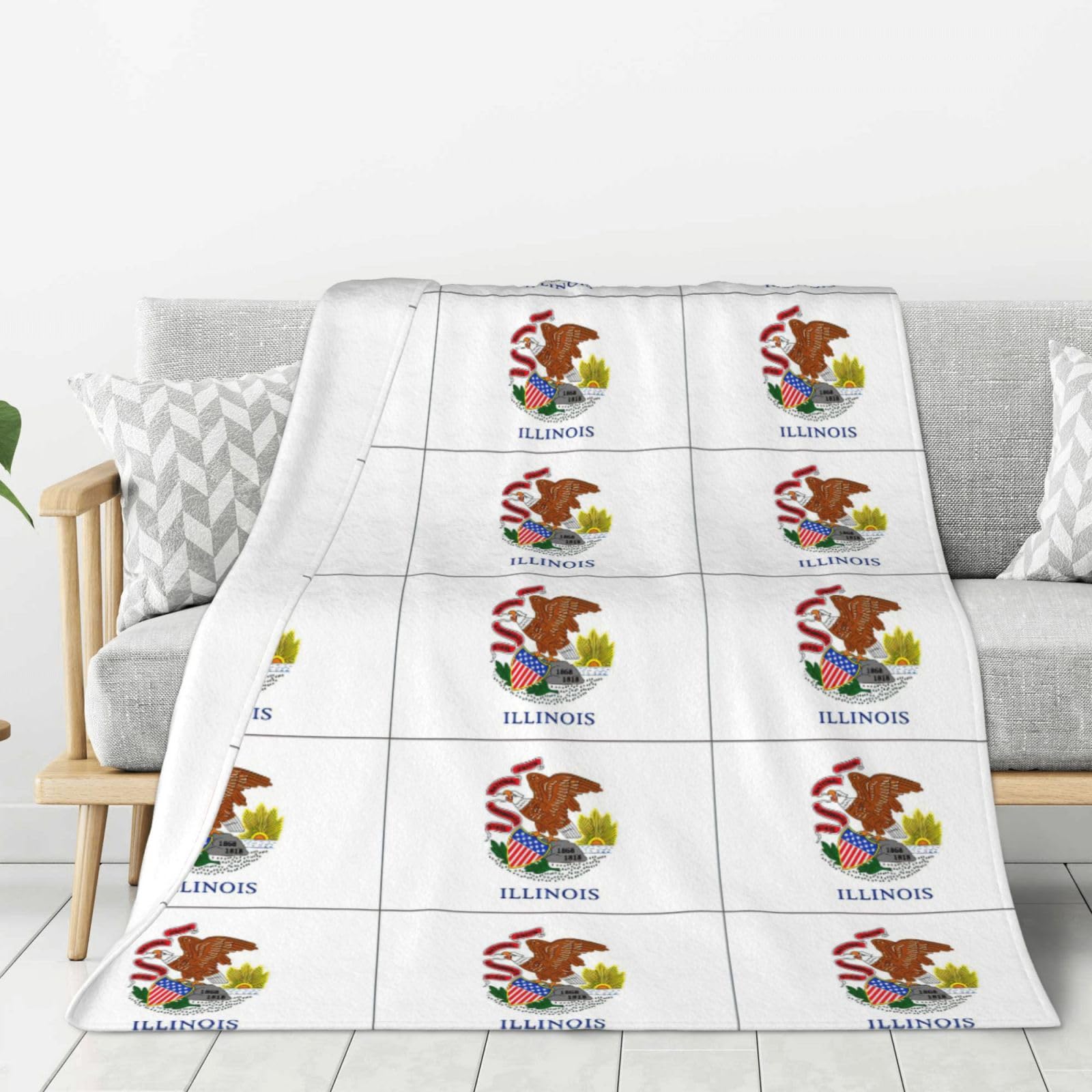 Couverture en flanelle drapeau de l'Illinois pour lit et canapé