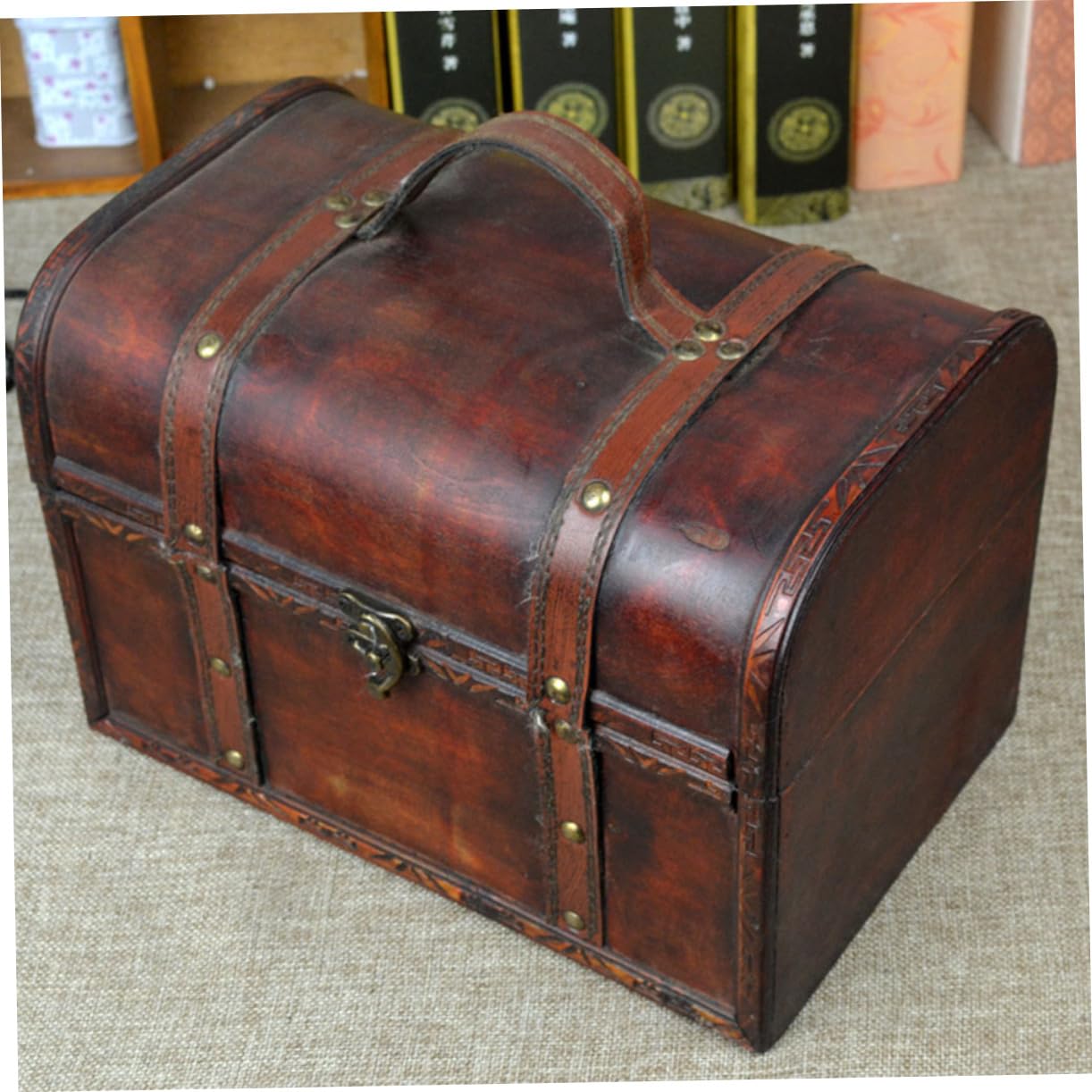 Homoyoyo Scatola di Legno Retrò Coperchio per Archiviazione Creativa e Decorazione Casa