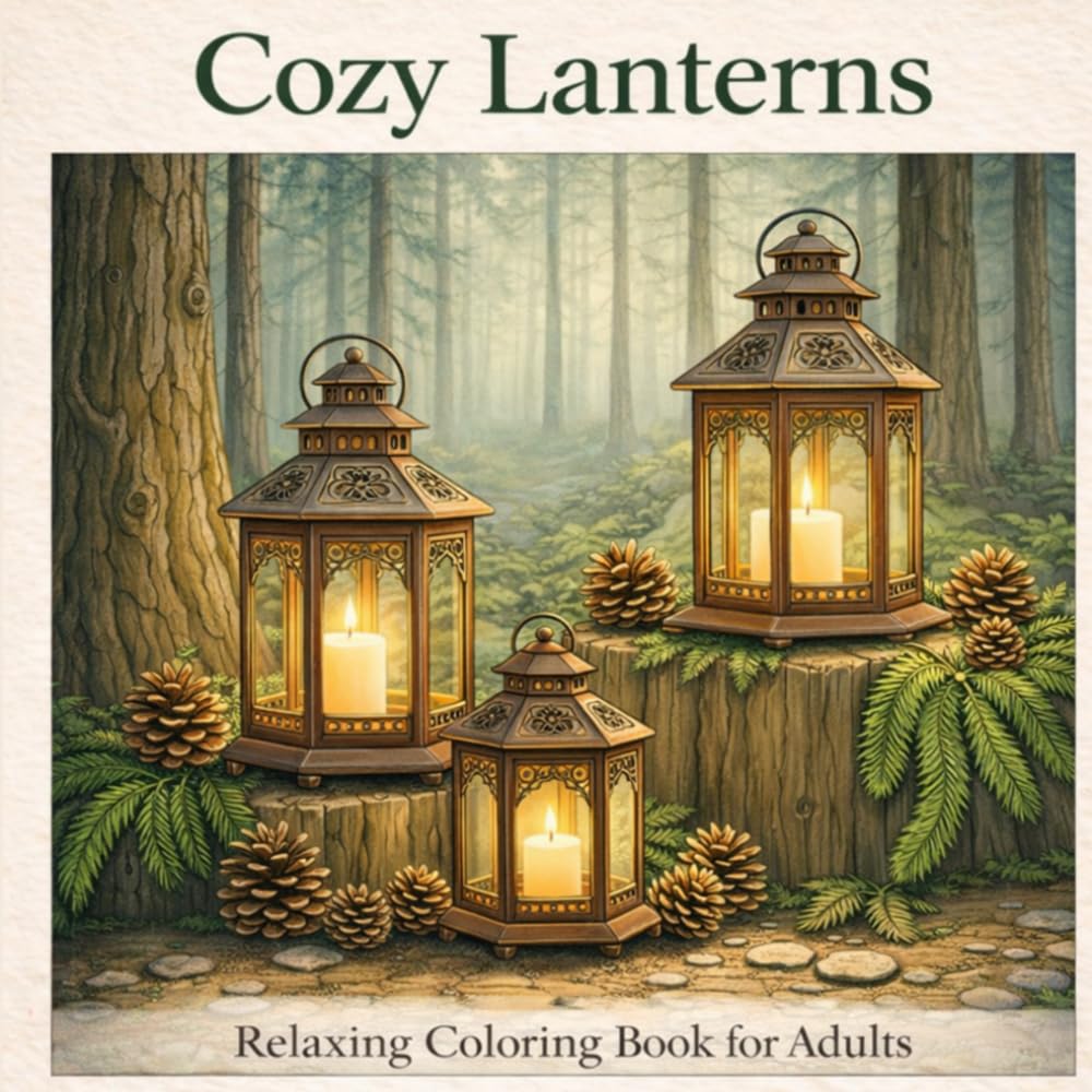 Cozy Lanterns: Relaxing Forest and Lantern Scenes Coloring Book for Adults (Cozy Glow Coloring Series)