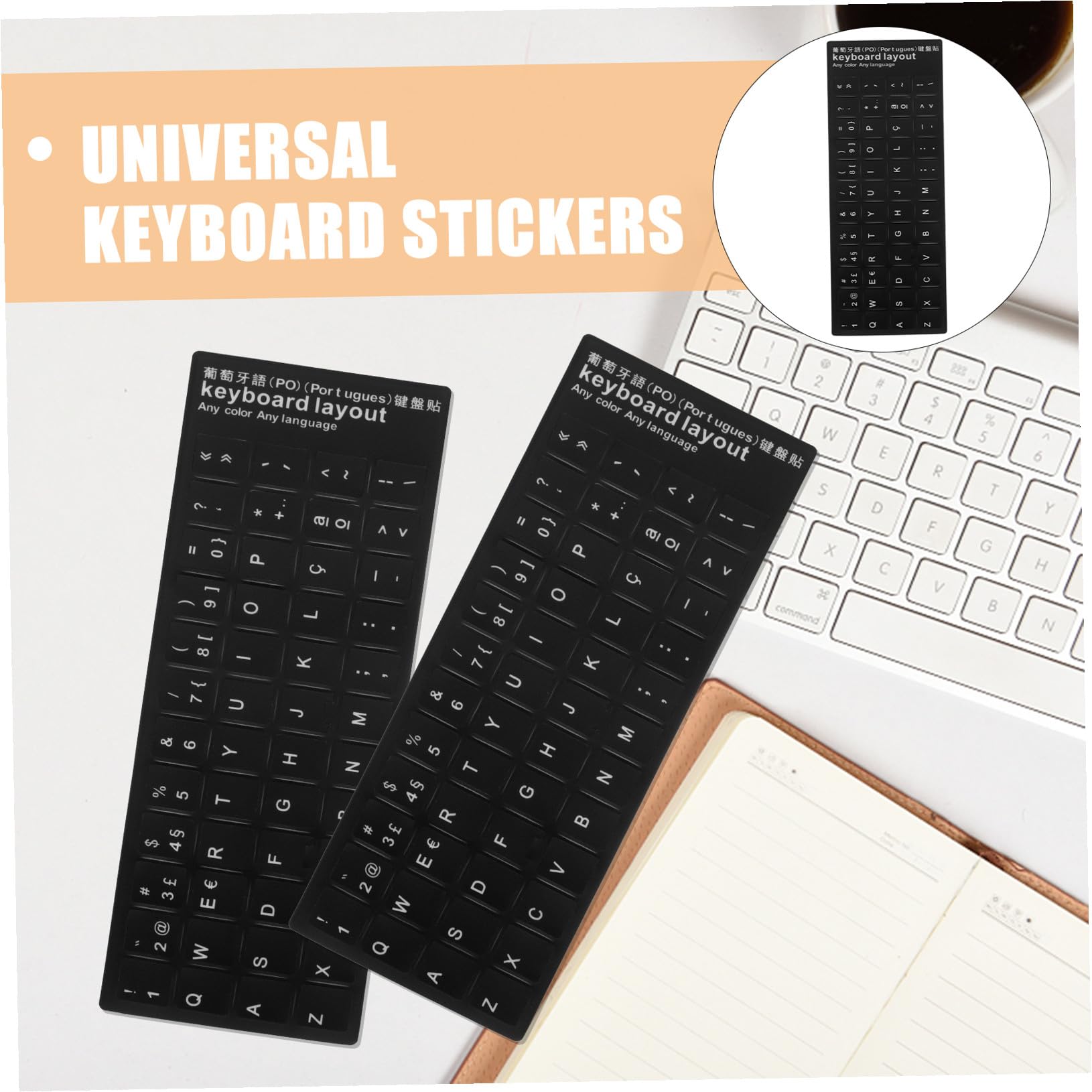 LABRIMP Pegatinas De Teclado En PortuguéS con Letras Blancas 10 Piezas Protectoras para Teclado Universal De Computadora Accesorios De Reemplazo para De Laptop FáCil InstalacióN Y Uso