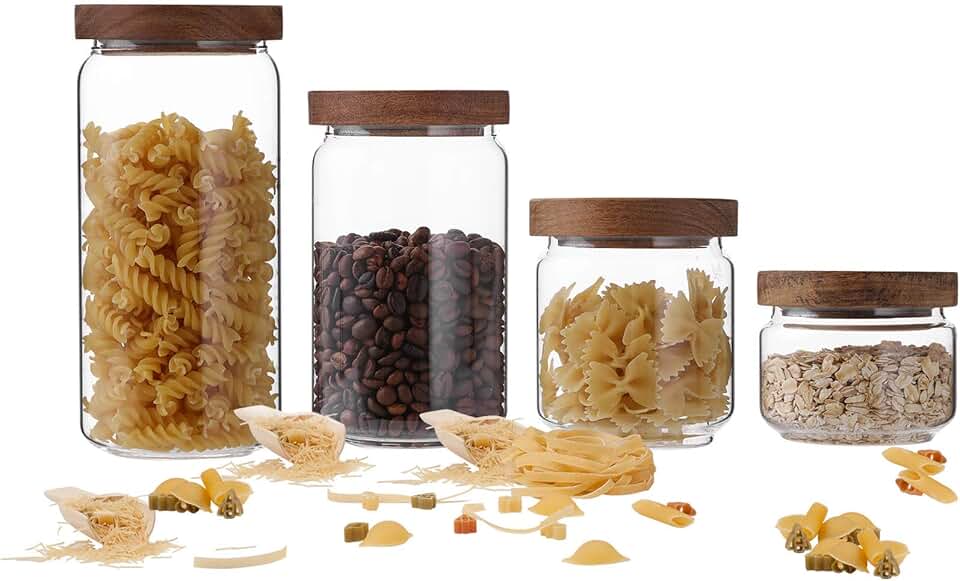 glass containers with wood lids