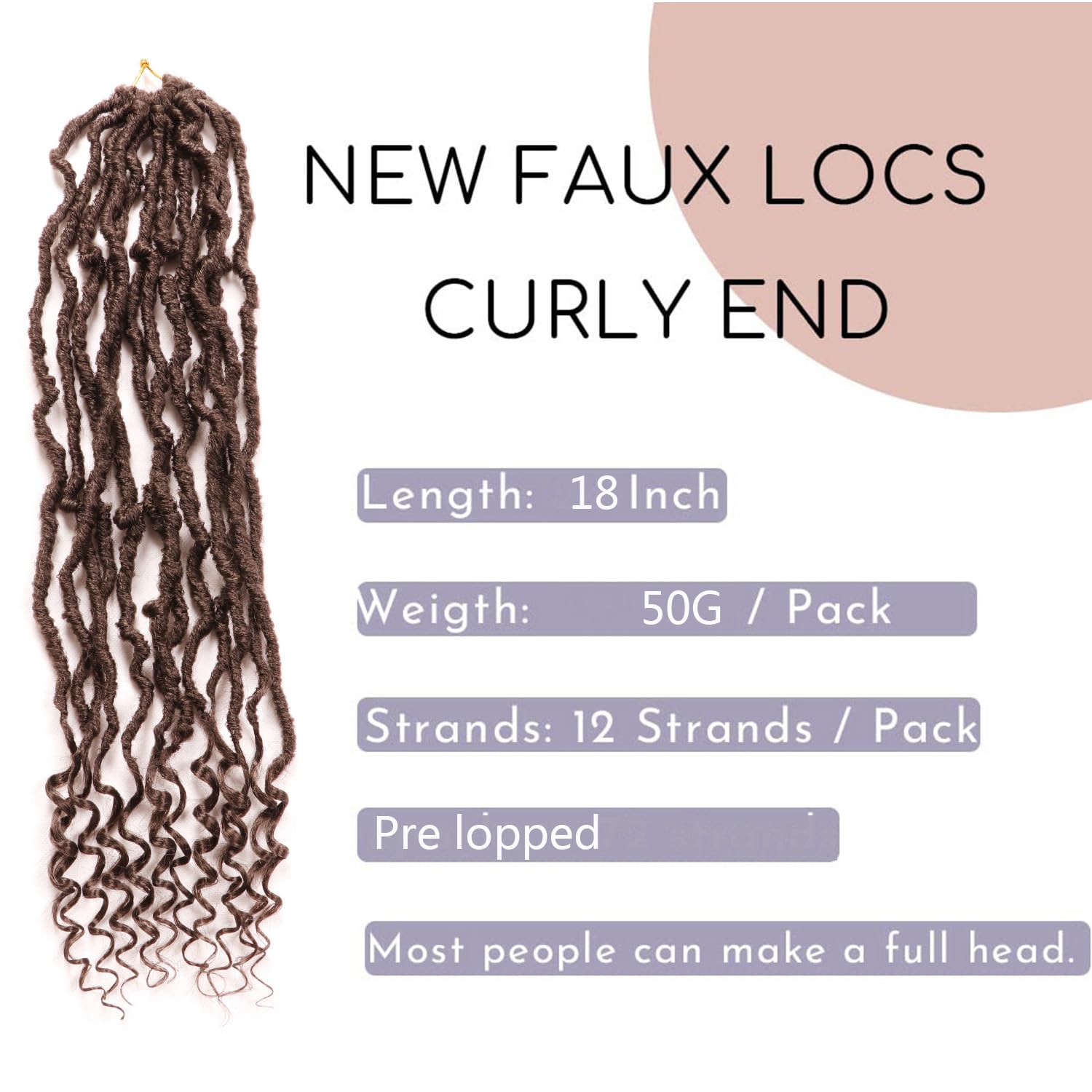8 Packs Faux Locs Crochet Hair Extensions for Black Women Crochet Braids Hair Extensions for Braiding Hair Goddess Locs Crochet Hair (18 Inch (Pack of 8) - Image 4