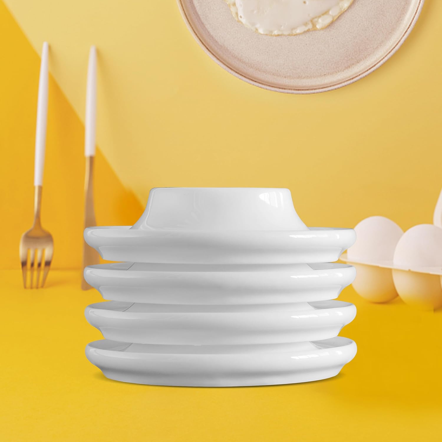 Cinf Ceramic Egg Cups, Gift Set of 4, Boiled Egg Holders for Breakfast
